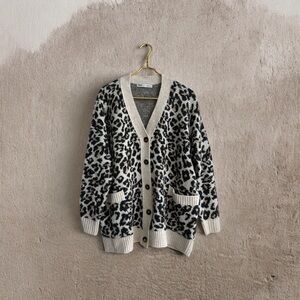 Oversized animal print cardigan